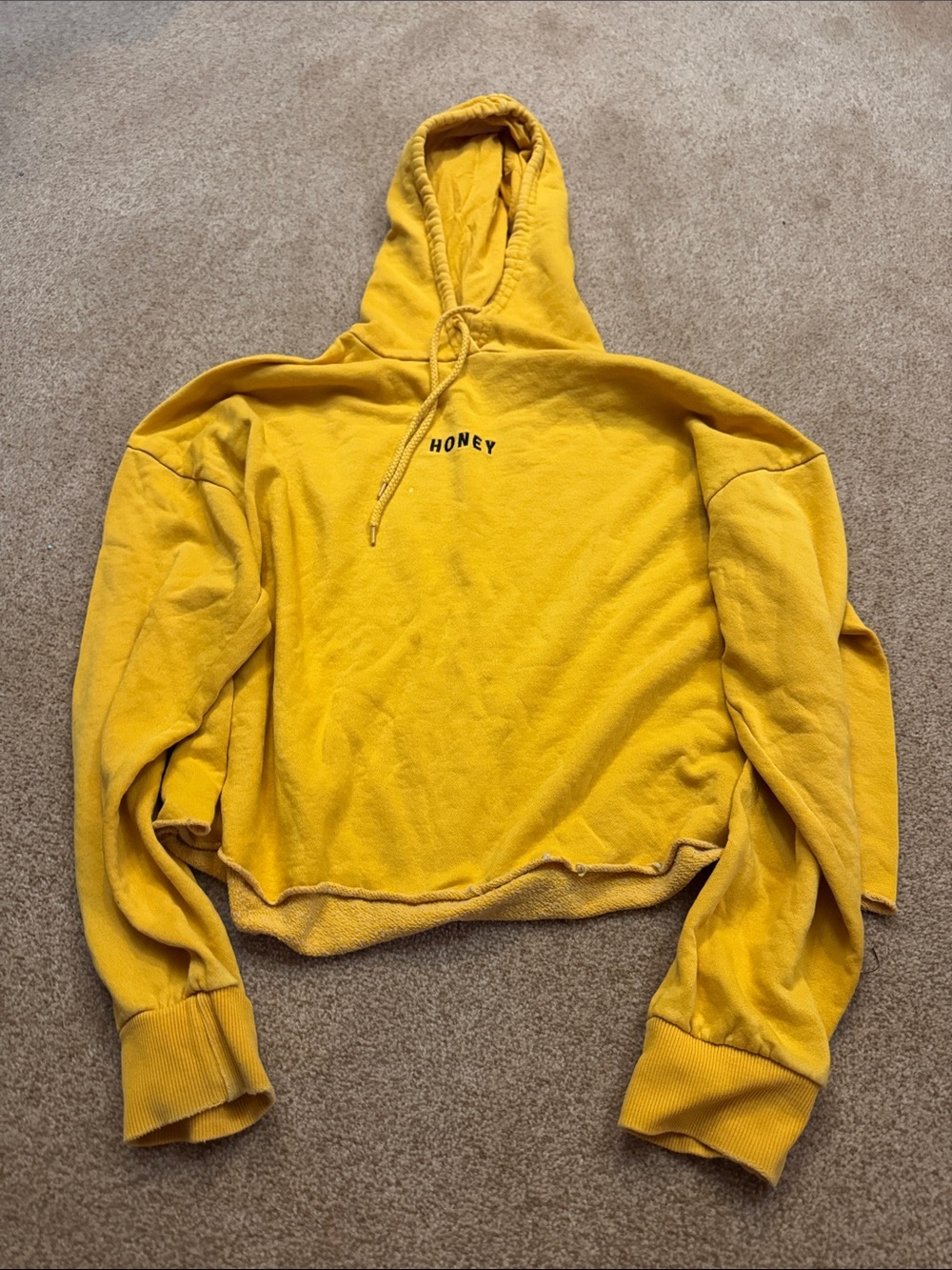 Honey Yellow Cropped Hoodie Sweatshirt size 0x